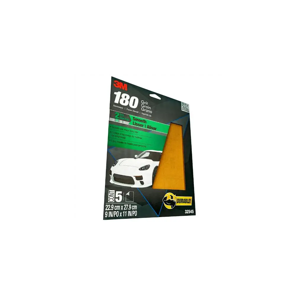 Sandpaper - 9" x 11" - P180 Grit - Gold - Case Of 5 Sheets - 3MP32545 - view 3